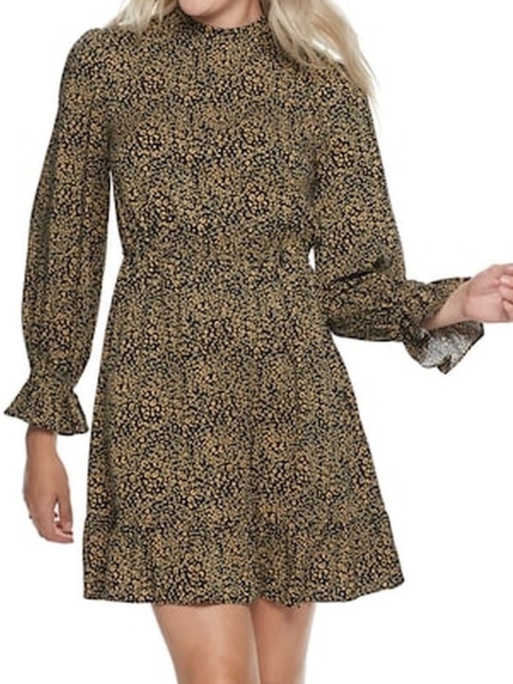 Leopard Print Long Sleeve Dress